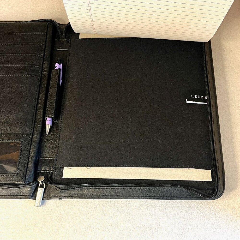 Leeds Zippered Portfolio Folder/Organizer * Black Leather-like * 10"x13.5" - Picture 5 of 5